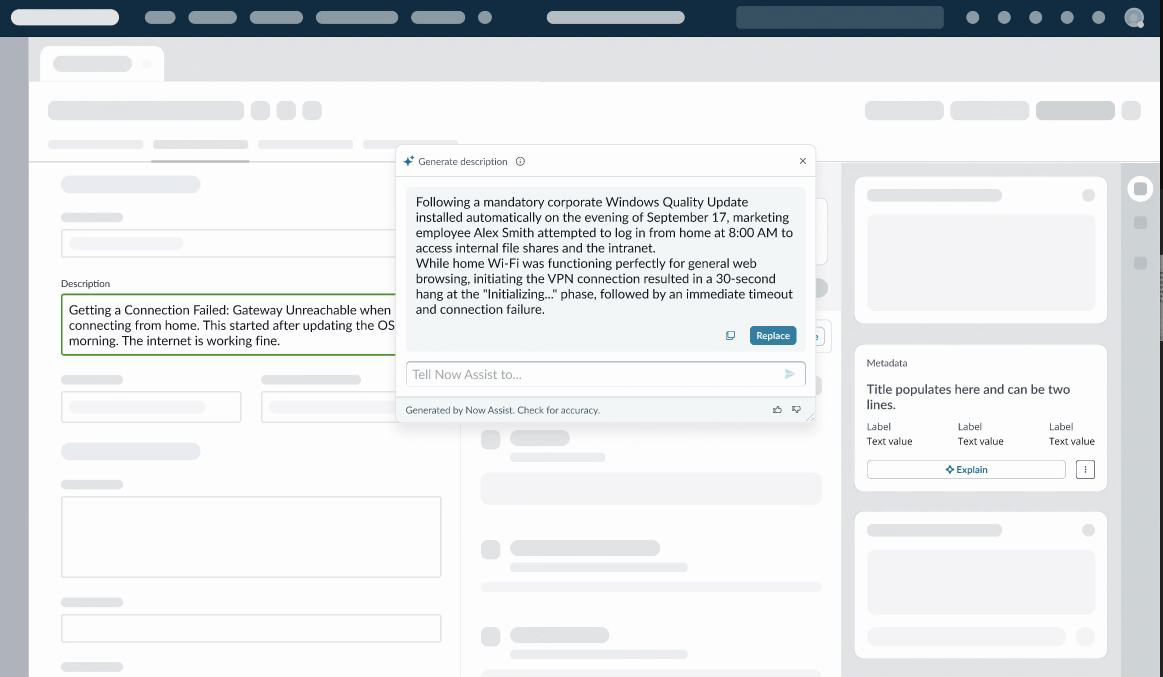 Generated content appears beside the original description, ready for review before replacement.
